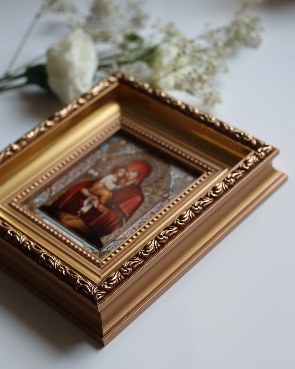 Printed Icon of the Pochaiv Mother of God in Wooden Frame