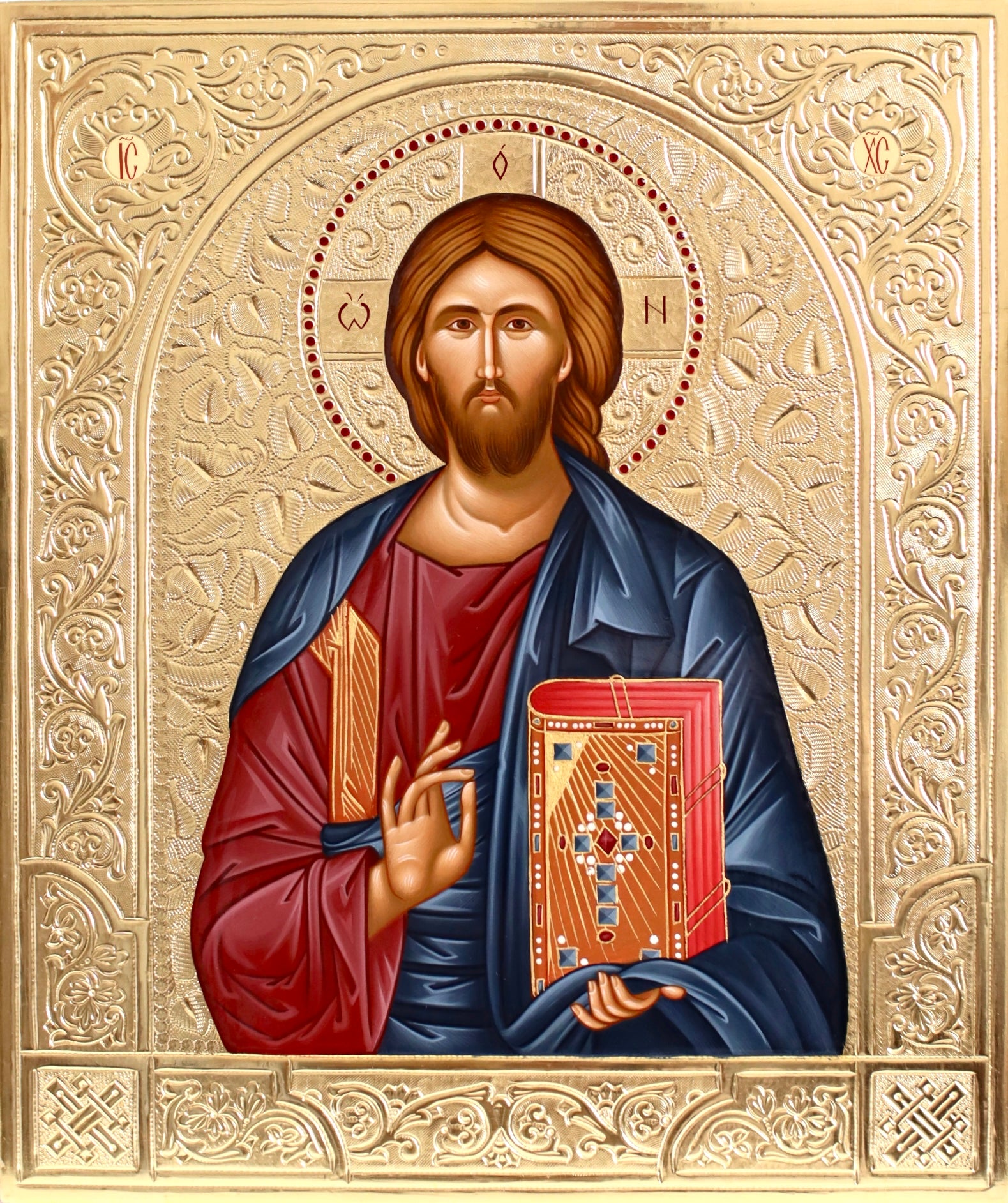 Printed Icon of Christ Pantocrator in Wooden Frame